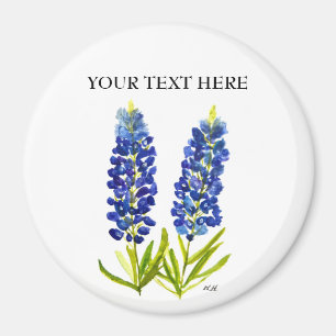 Bluebonnets Texas State Flowers Lupine Watercolor Magnet
