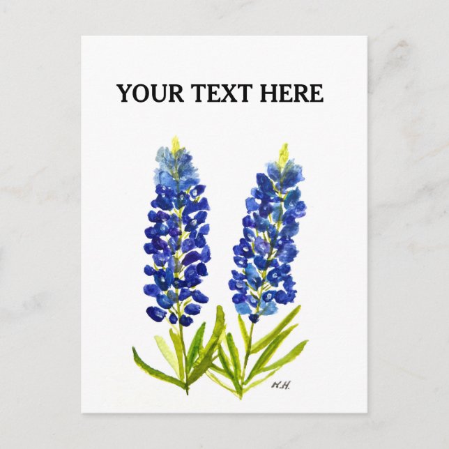 Bluebonnets Texas State Flowers Lupine Watercolor  Postcard (Front)