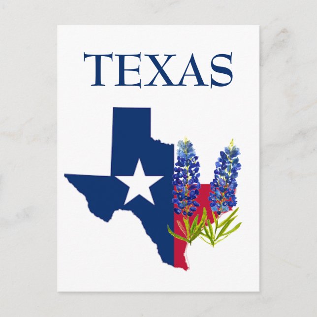 Bluebonnets Texas State Flowers Lupine Watercolor  Postcard (Front)