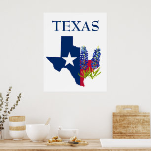 Bluebonnets Texas State Flowers Lupine Watercolor  Poster