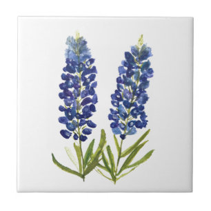 Bluebonnets Texas State Flowers Lupine Watercolor Tile