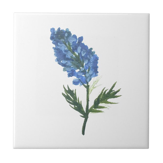 Bluebonnets Texas State Flowers Lupine Watercolor  Tile (Front)
