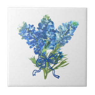 Bluebonnets Texas State Flowers Lupine Watercolor Tile