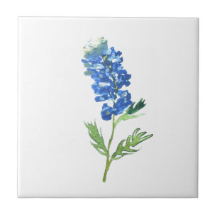 Bluebonnets Texas State Flowers Lupine Watercolor  Tile