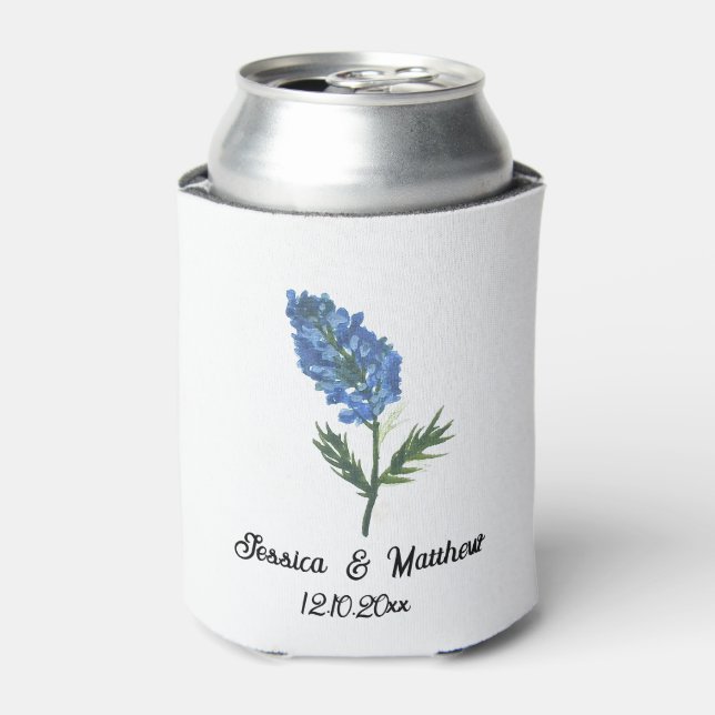 Bluebonnets Texas Texan floral nature Weddings Can Cooler (Can Front)