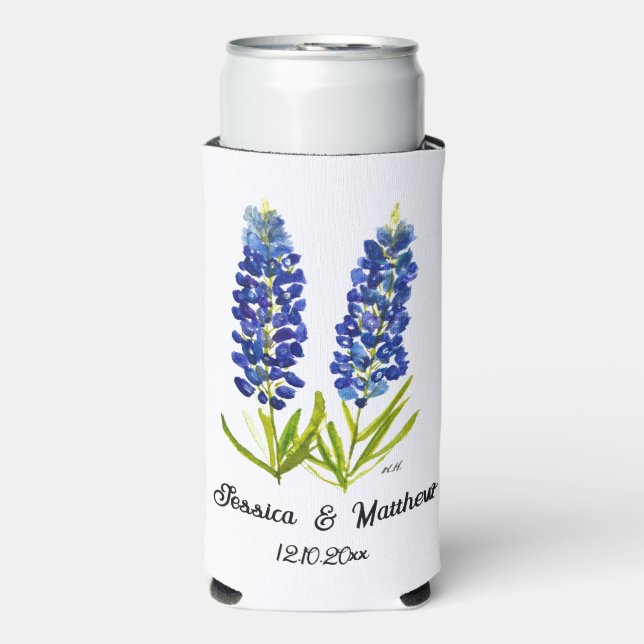 Bluebonnets Texas Texan floral nature Weddings Seltzer Can Cooler (Seltzer Front)
