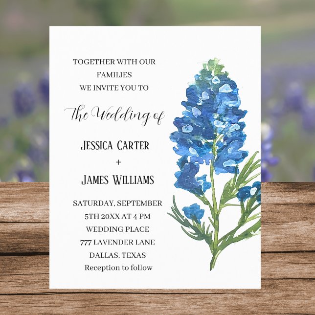 Bluebonnets Texas Watercolor Floral Wedding (Creator Uploaded)