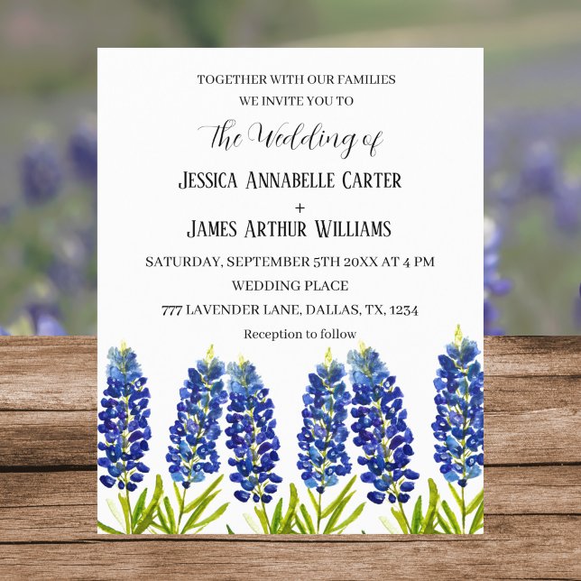Bluebonnets Texas Watercolor Floral Wedding (Creator Uploaded)