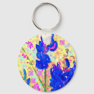 bluebonnets upclose art key ring