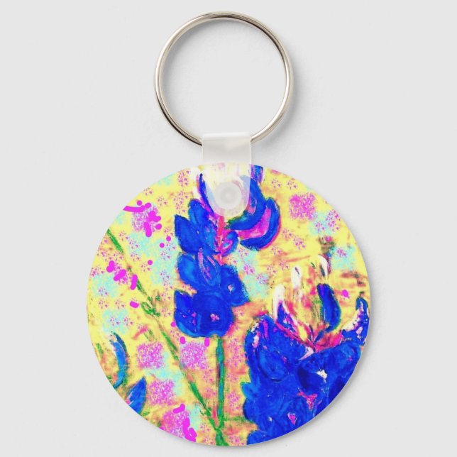 bluebonnets upclose art key ring (Front)