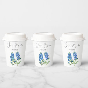 Bluebonnets Watercolor Blue Flower Floral Wedding Paper Cups