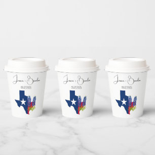 Bluebonnets Watercolor Blue Flower Floral Wedding Paper Cups