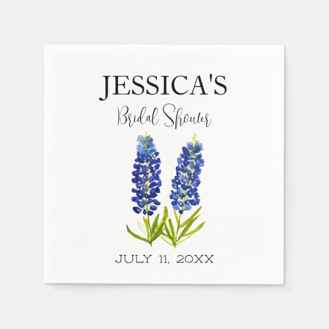 Bluebonnets Wildflower Blue Flowers Bridal Shower Napkin (Front)