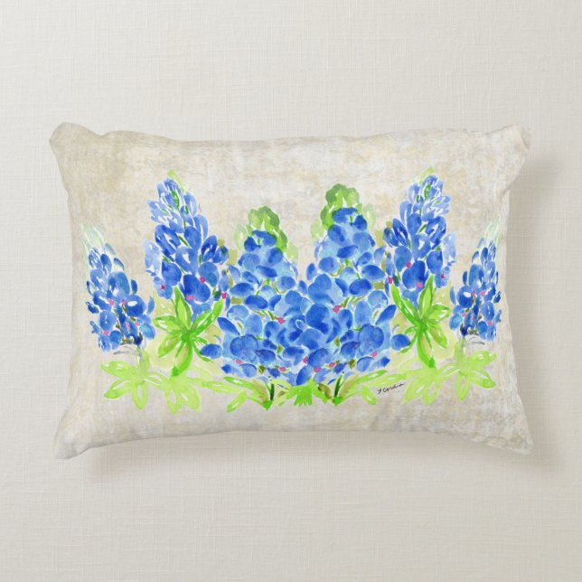 Bluebonnets Wildflowers Pillow (Front)