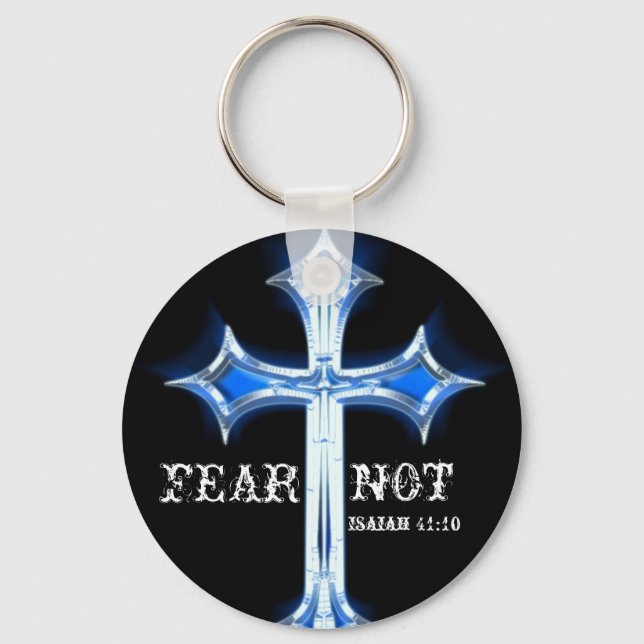 bluecross, FEAR, NOT, Isaiah 41:10 Key Ring (Front)