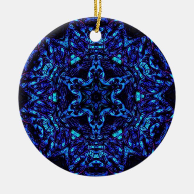 Blued Up Ceramic Tree Decoration (Front)