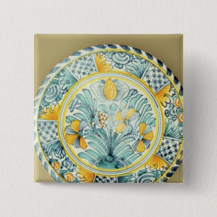 Bluedash' Delftware charger, Lambeth pottery 15 Cm Square Badge