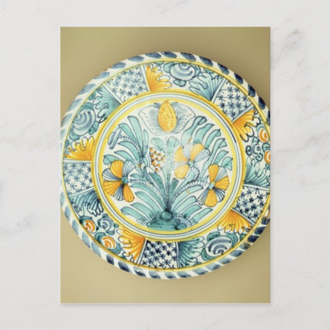 Bluedash' Delftware charger, Lambeth pottery Postcard (Front)