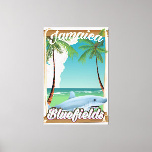 Bluefields, Jamaica beach vacation poster. Canvas Print