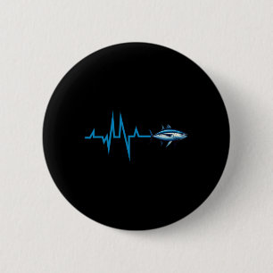Bluefin Tuna Heartbeat Ekg Pulseline Deep Sea Fish 6 Cm Round Badge