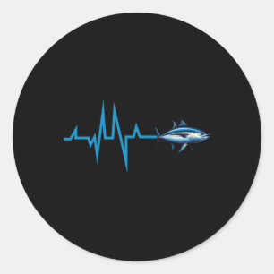 Bluefin Tuna Heartbeat Ekg Pulseline Deep Sea Fish Classic Round Sticker