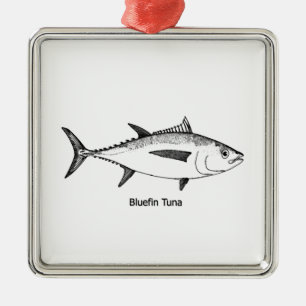Bluefin Tuna (Vintage Illustration) Metal Tree Decoration