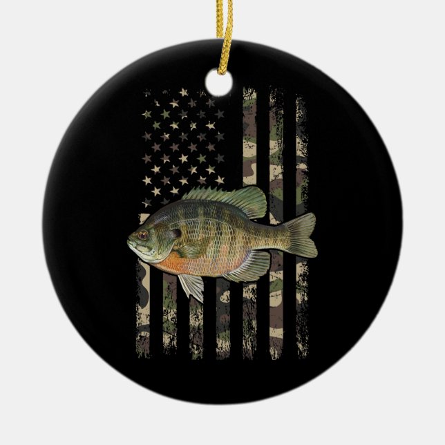 bluegill american flag bluegill fishing  ceramic tree decoration (Front)