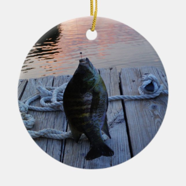 Bluegill at sunset Lake Arrowhead Ceramic Tree Decoration (Front)