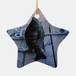 Bluegill at sunset Lake Arrowhead Ceramic Tree Decoration