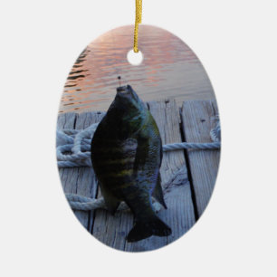 Bluegill at sunset Lake Arrowhead Ceramic Tree Decoration