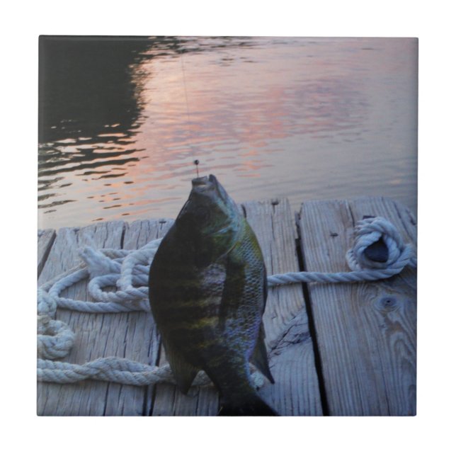 Bluegill at sunset Lake Arrowhead Tile (Front)