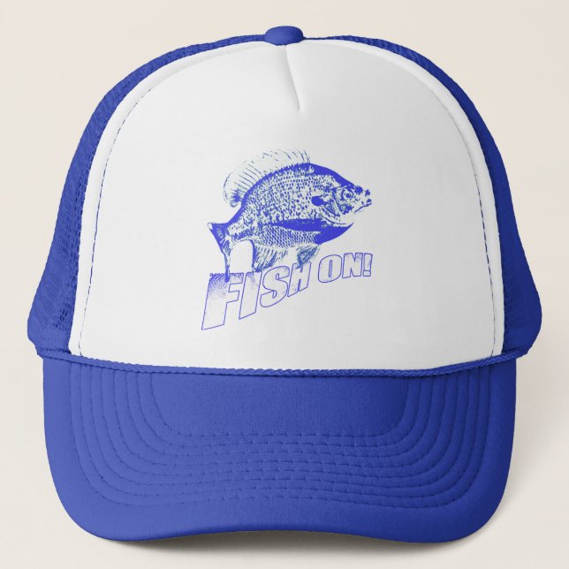 Bluegill fish on blue trucker hat (Front)