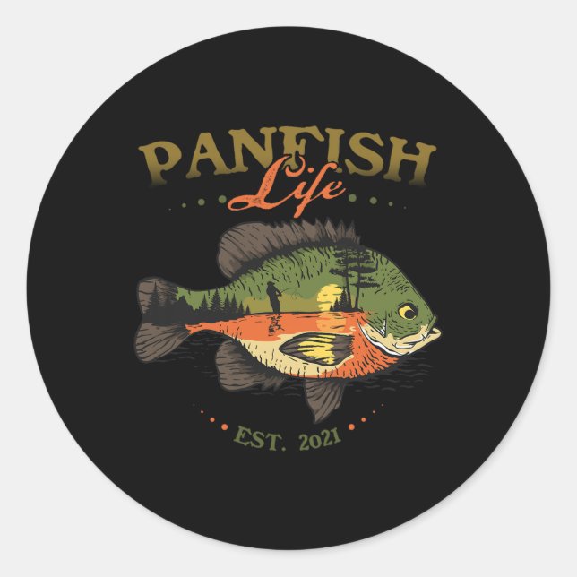 Bluegill Fish Panfish Life Est 2021 Fishing Fisher Classic Round Sticker (Front)