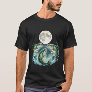 Bluegill Fisherman Howling Moon Design Vintage T-Shirt