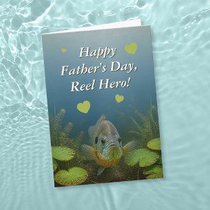 Bluegill Hearts Reel Hero Fishing Father’s Day Card