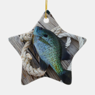 bluegill on dock ceramic tree decoration