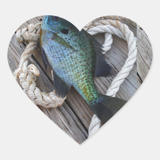 bluegill on dock heart sticker (Front)