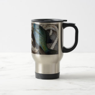 bluegill on dock travel mug