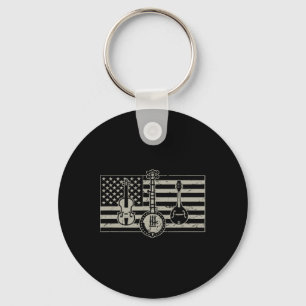 Bluegr Usa Flag Guitar Banjo Mandolin  Key Ring