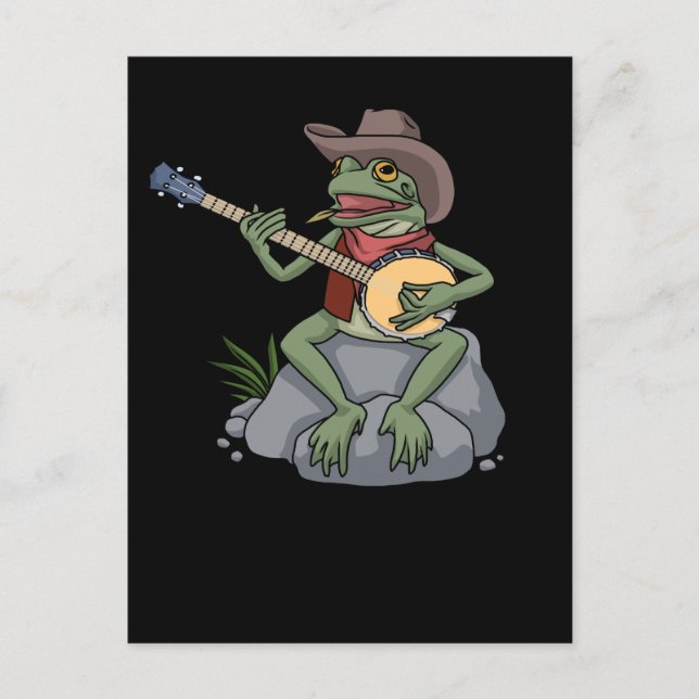 Bluegrass Banjo Frog Country Music Gift Banjo Postcard (Front)