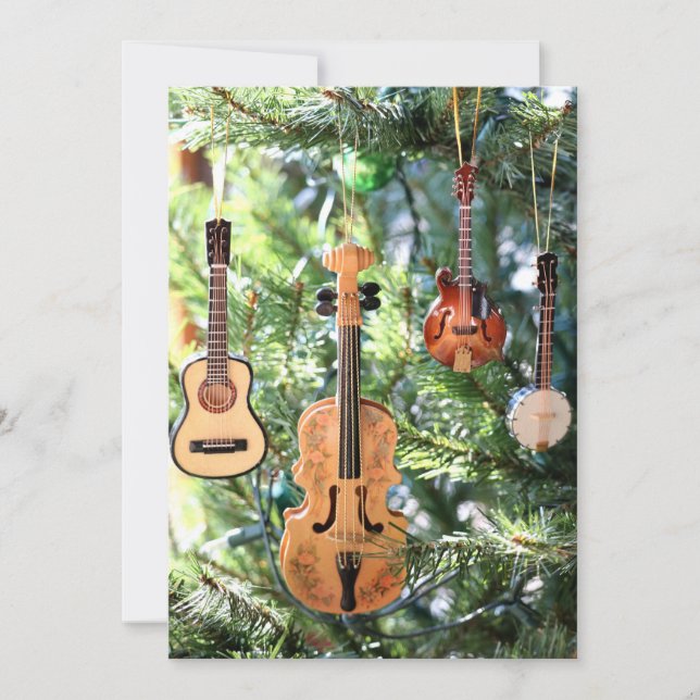 Bluegrass Music Ornaments Holiday Card (Front)