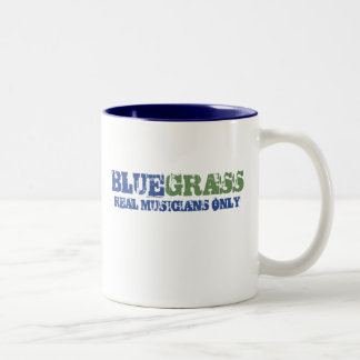 Bluegrass Music Real Musicians Only Rough Text Two-Tone Coffee Mug