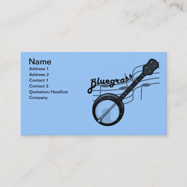 Bluegrass music with banjo business card (Front)