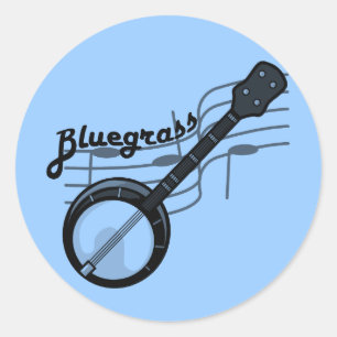 Bluegrass music with banjo classic round sticker