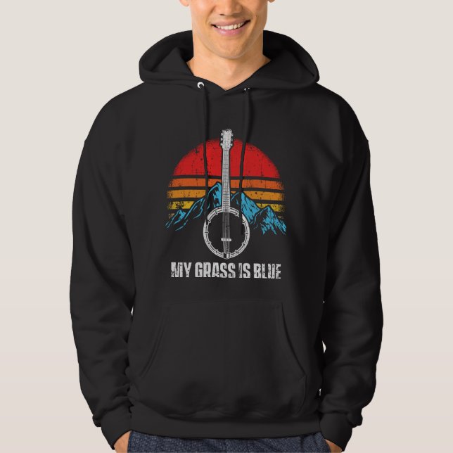 Bluegrass Musician Banjo Player Music Mountains Hoodie (Front)