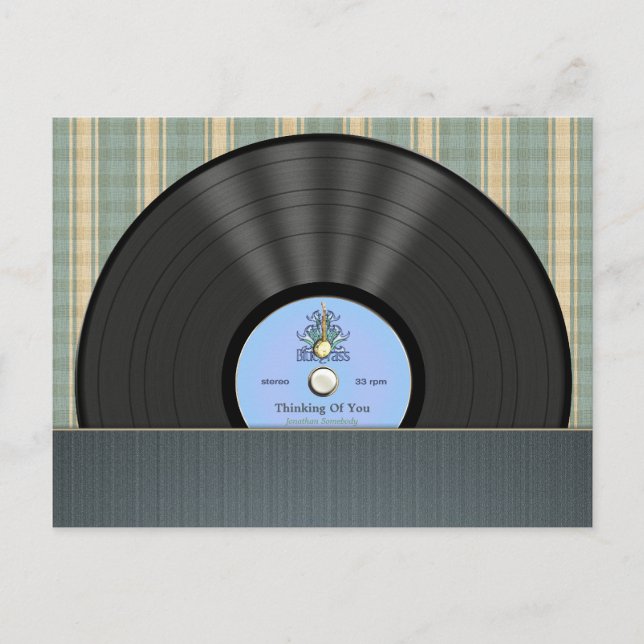 Bluegrass Vinyl Record Personalised Postcards (Front)