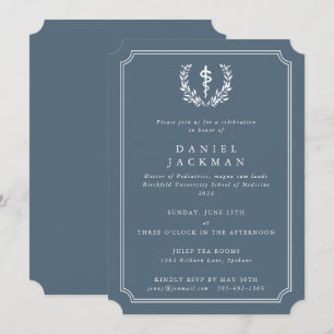 BlueGray/White Asclepius Medical School Graduation Invitation