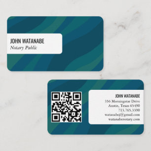 Bluegreen Curves Retro Minimalist Stripe Custom QR Business Card
