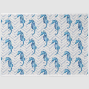 Bluegreen seahorses on chevron tissue paper