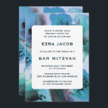 BlueGreen Watercolor Custom QRCode Bar Bat Mitzvah Invitation<br><div class="desc">Perfect card to announce a bat mitzvah, bar mitzvah or other Jewish celebration! Hand made abstract watercolor art for you on the front and back side! FULLY CUSTOMIZABLE! Click on “Personalise” above to edit the text and add your link to the QR code. Click "edit using design tool" to adjust...</div>